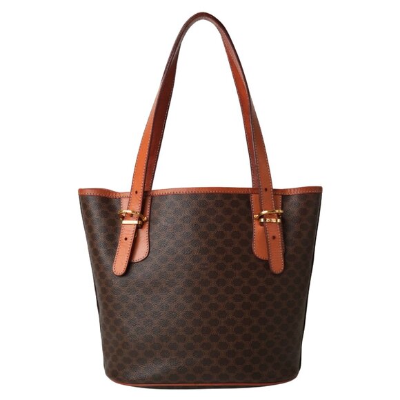 CELINE Macadam Tote Bag – Vintage Bucket Style Brown | Coated Canvas and Leather - Picture 3 of 10